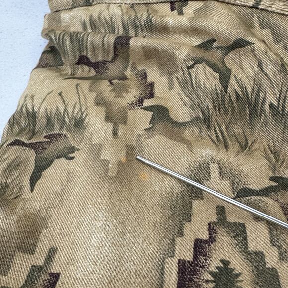 Vintage Woolrich Mens Long Sleeve Button Shirt Lrg brown green water fowl retro - Picture 15 of 15